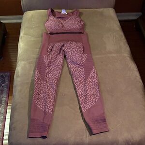 Pink Leopard Print Sports Bra and Leggings Set
